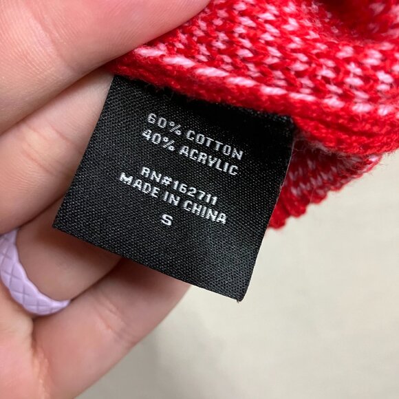 33 Degrees Women Small Red Valentine's Day Pink Hearts Graphic Cardigan Sweater - Picture 7 of 12